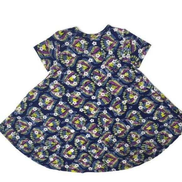 Lularoe Girls Floral Heart Pattern Short Sleeve Dress Size 2 - Picture 4 of 6